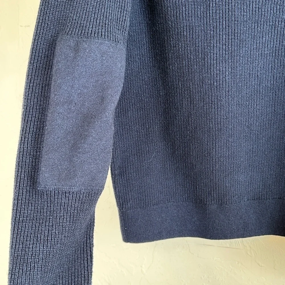 Banana Republic Men's/Unisex Blue Half-Zip Sweater with Elbow Patches Sz S